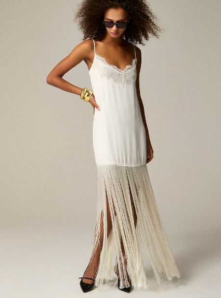 Collection fringe-trim slip dress